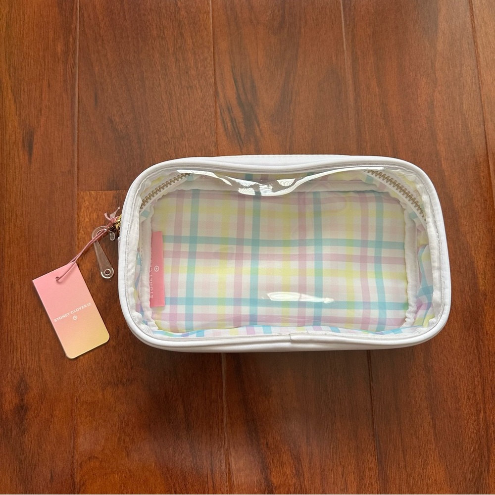 🆕 Stoney Clover Lane Pastel Gingham Clear Front Small Pouch